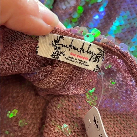 Free People Iridescent Sequin Blouse - Purple and Green - Picture 3 of 7